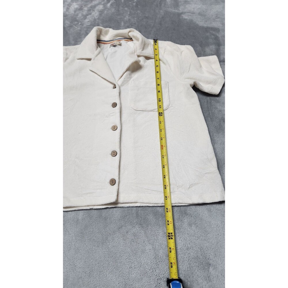 Faherty Men's Small White Button Down Cotton Blend Polo Shirt - Picture 4 of 7